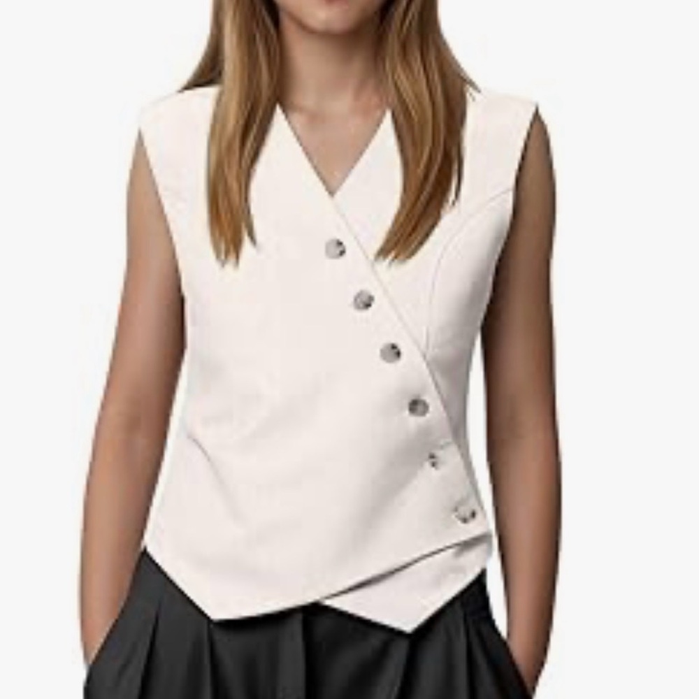 Stylish White Sleeveless Blazer Vest
